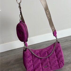 DKNY Magenta Quilted Shoulder Bag